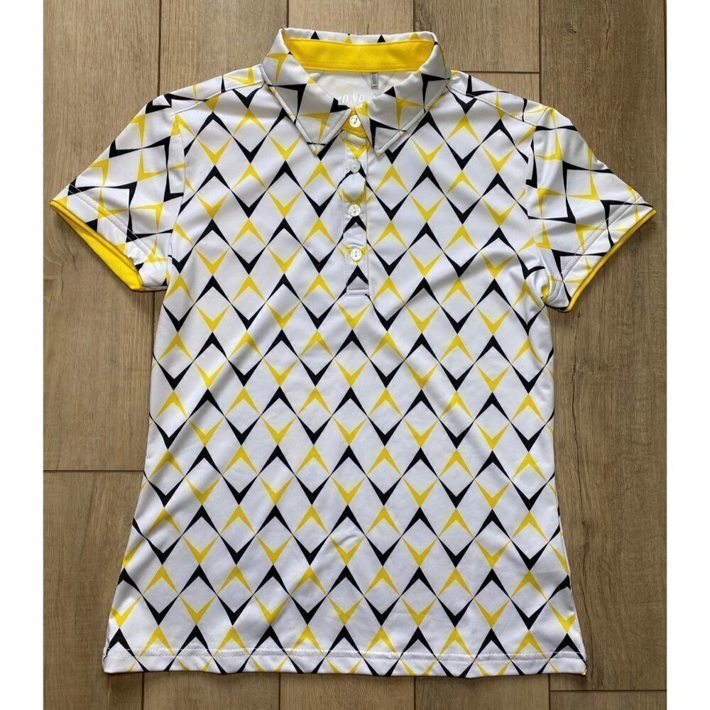 Nivo Sports Golf Short Sleeve Polo Shirt Diamond Womens XS Yellow Black